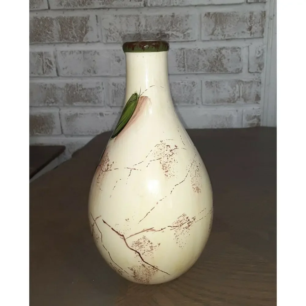 Ceramic Olive Branch Bud Vase Mediterranean Monochromatic pop of color